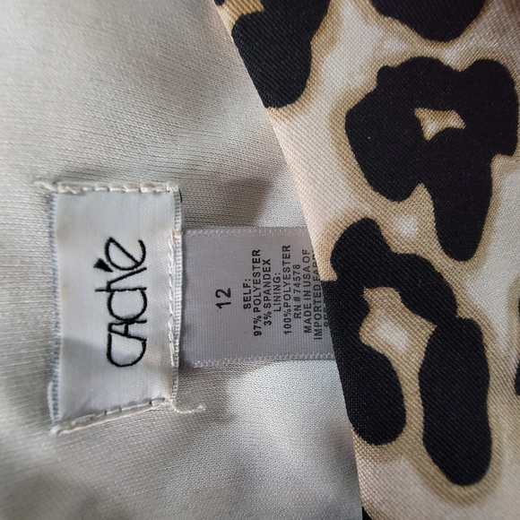 Animal Print Dress fully lined midi length dress size 12 w/pleats at the waist - Picture 5 of 6